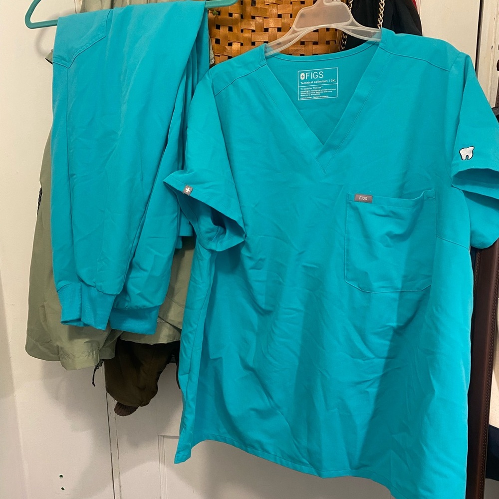 Figs Aqua Blue Scrub Set